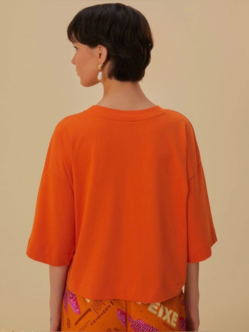 NWOT FARM Rio Orange Graphic Tee with Pink Fish Print - Picture 5 of 9